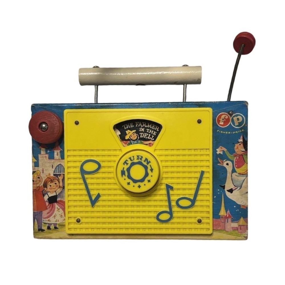 Fisher-Price Vintage 765 The Farmer in the Dell Music Box Radio Toy 1963 USA 60s